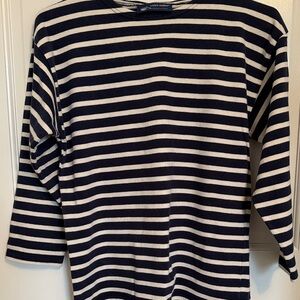 Saint James Navy & White Striped Long-Sleeve Top